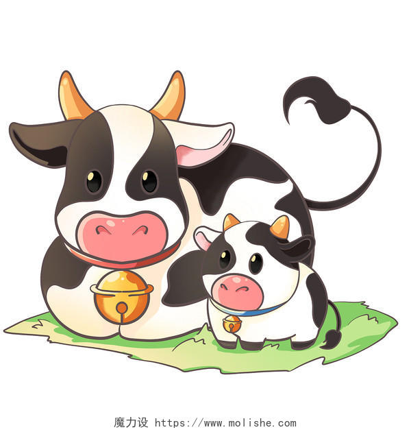 卡通可爱奶牛小牛动物插画素材png